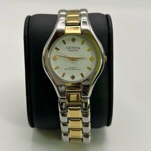 GENEVA Superior Vintage Watch Working Silver Gold White Working